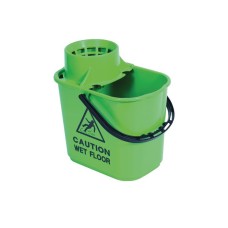 2Work Plastic Mop Bucket with Wringer 15 Litre Green