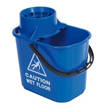 2Work Plastic Mop Bucket with Wringer 15 Litre Blue