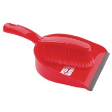 Dustpan and Brush Set Red (Rubber lipped edge and soft bristled handle)