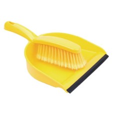 Dustpan and Brush Set Yellow (Rubber lipped edge and soft bristled handle)