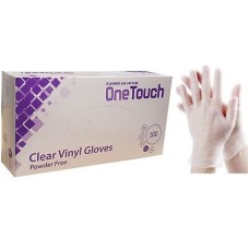 One Touch Powder Free Clear Vinyl Gloves Box of 100